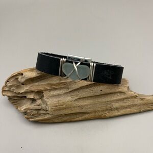 Modern Black and Silver Bracelet with Magnetic Clasp